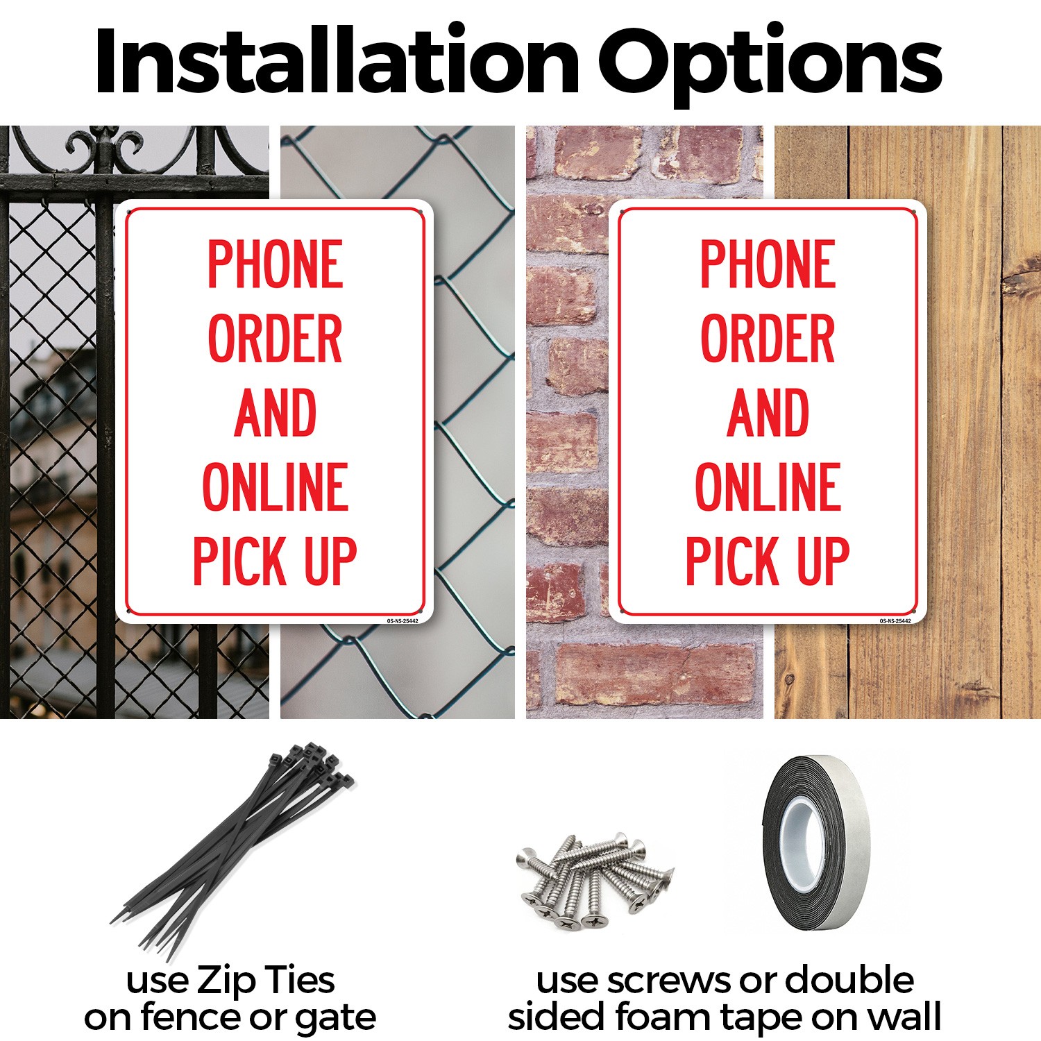 Phone Order And Online Pick Up Public Safety Sign Metal, Decal – 5 or 10 Pack