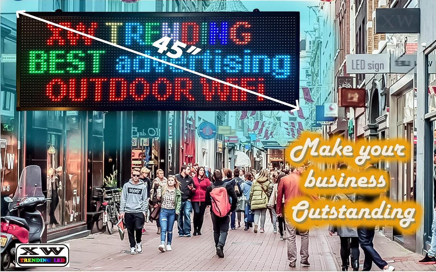 45&Prime; WiFi Scrolling LED Sign Advertising Display