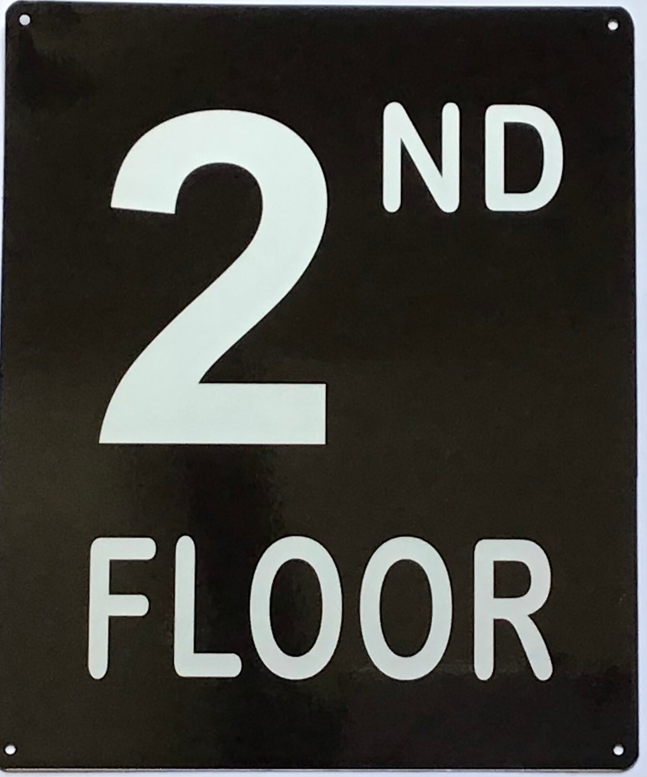 2ND FLOOR SIGN (10X12, Black Background, Aluminum)-REF24-1027