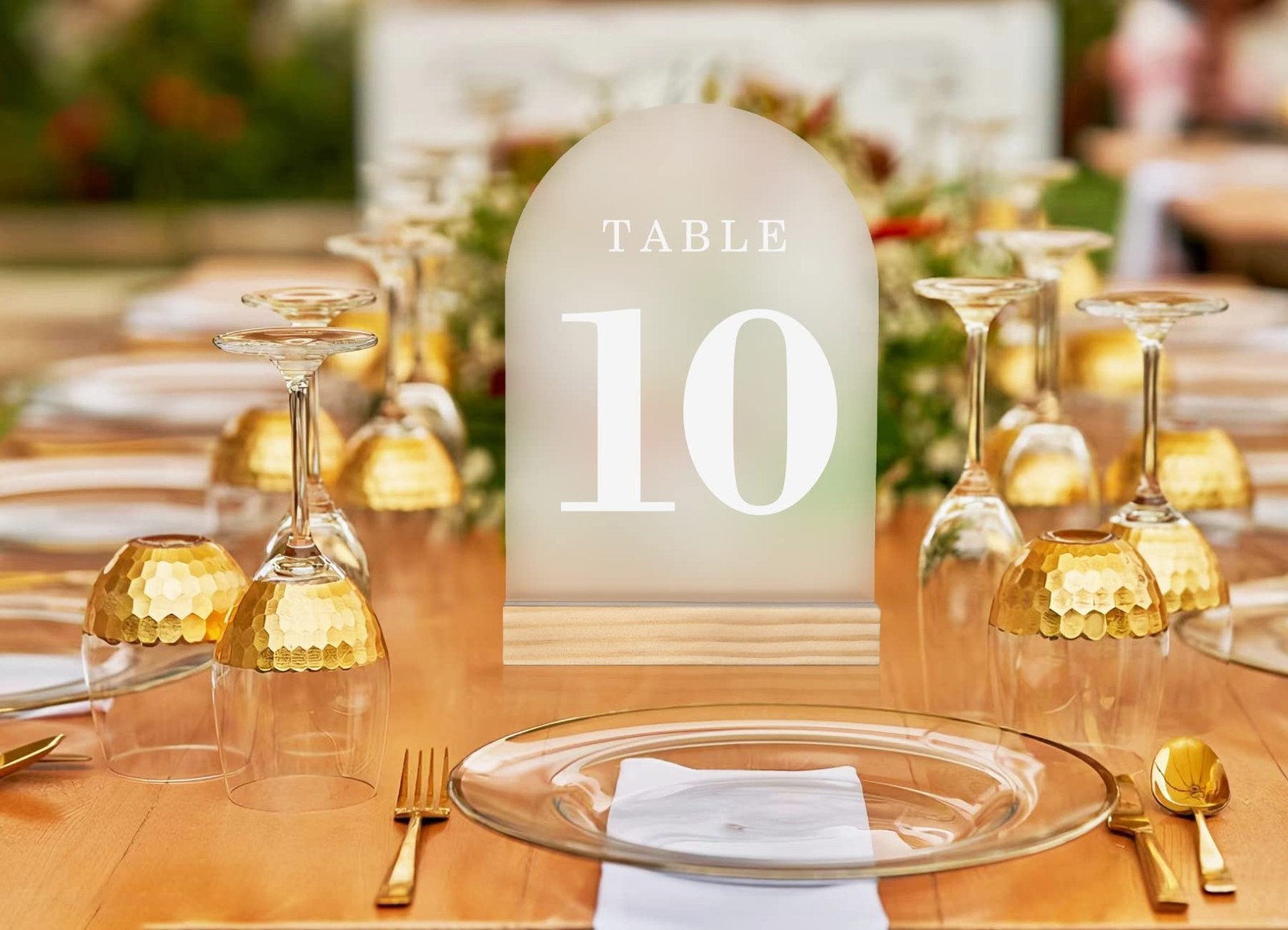Wedding Table Numbers 1-15 Acrylic Arch Signs with Natural Wood Stands Holder…