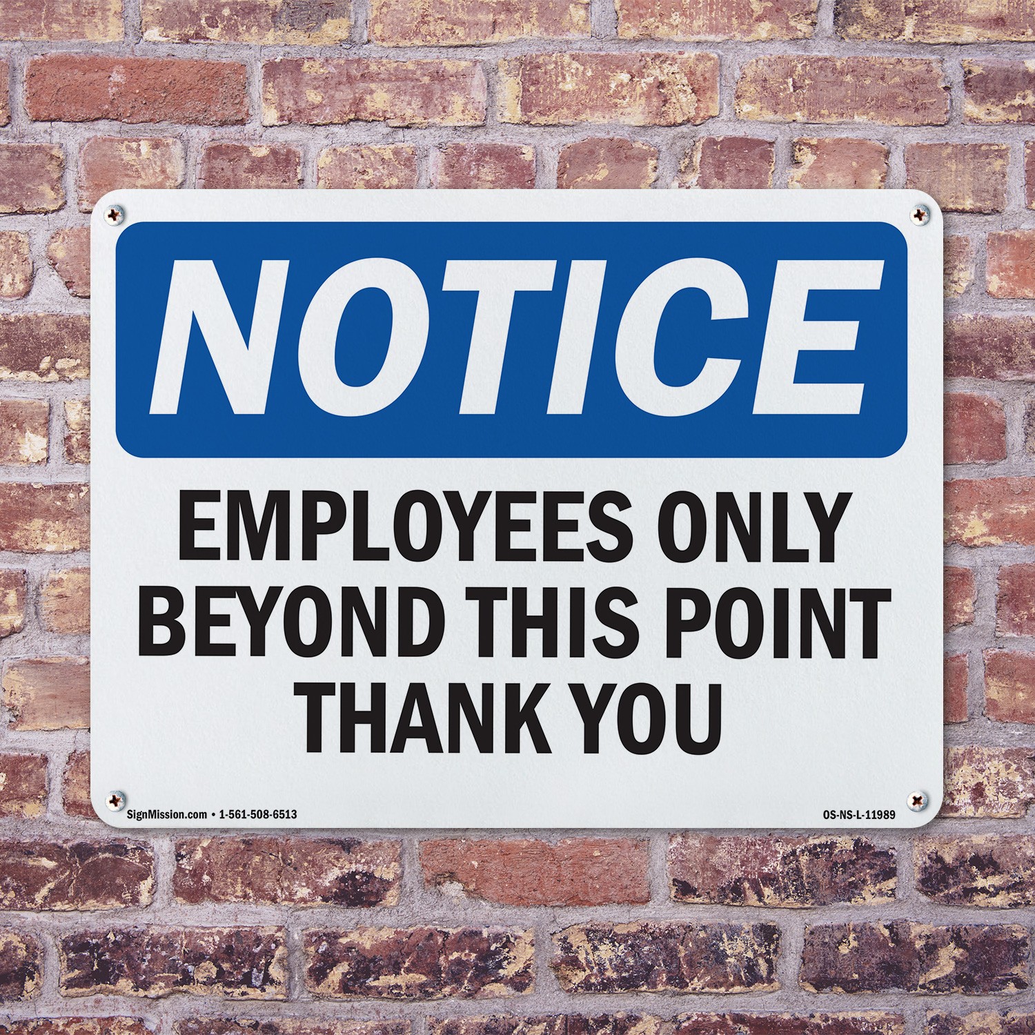 Employees Only Beyond This Point Thank You OSHA Notice Sign, Decal 5 or 10 Pack
