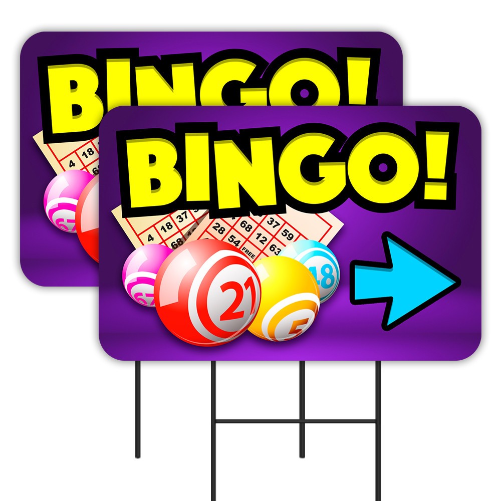 Bingo 2 Pack Double-Sided Yard Signs 16&Prime; x 24&Prime; with Metal Stakes (Made in Texas)