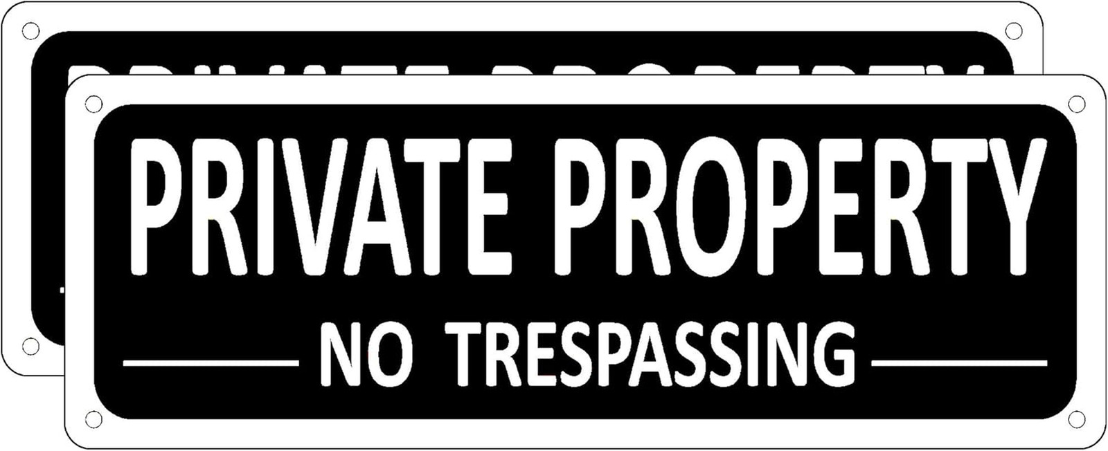 2Pack 10×3.5In No Trespassing Metal Signs Private Property Aluminum Outdoor