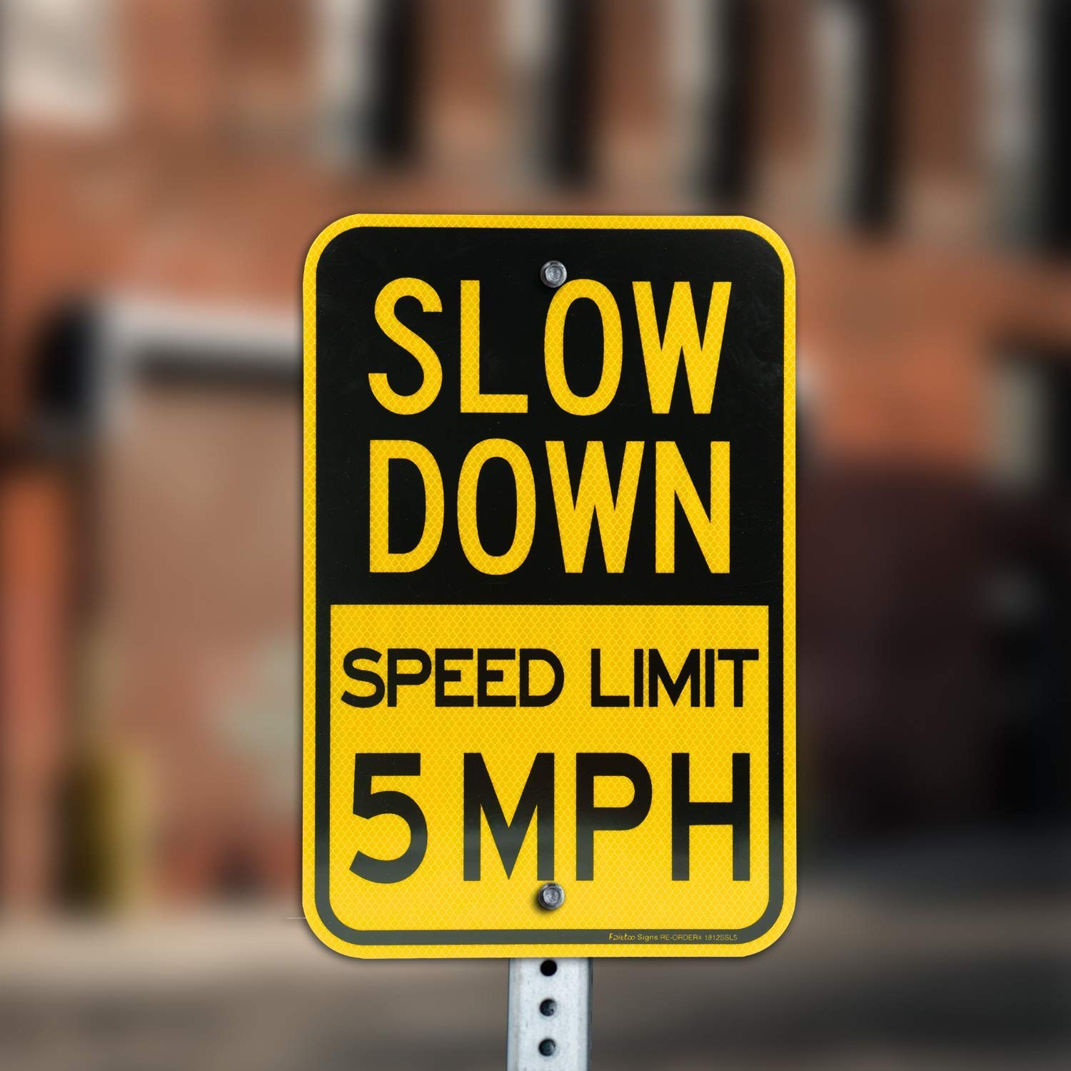Slow Down Speed Limit 5 MPH Sign, Slow Down Sign, 18 x 12 Inches Engineer Gra…