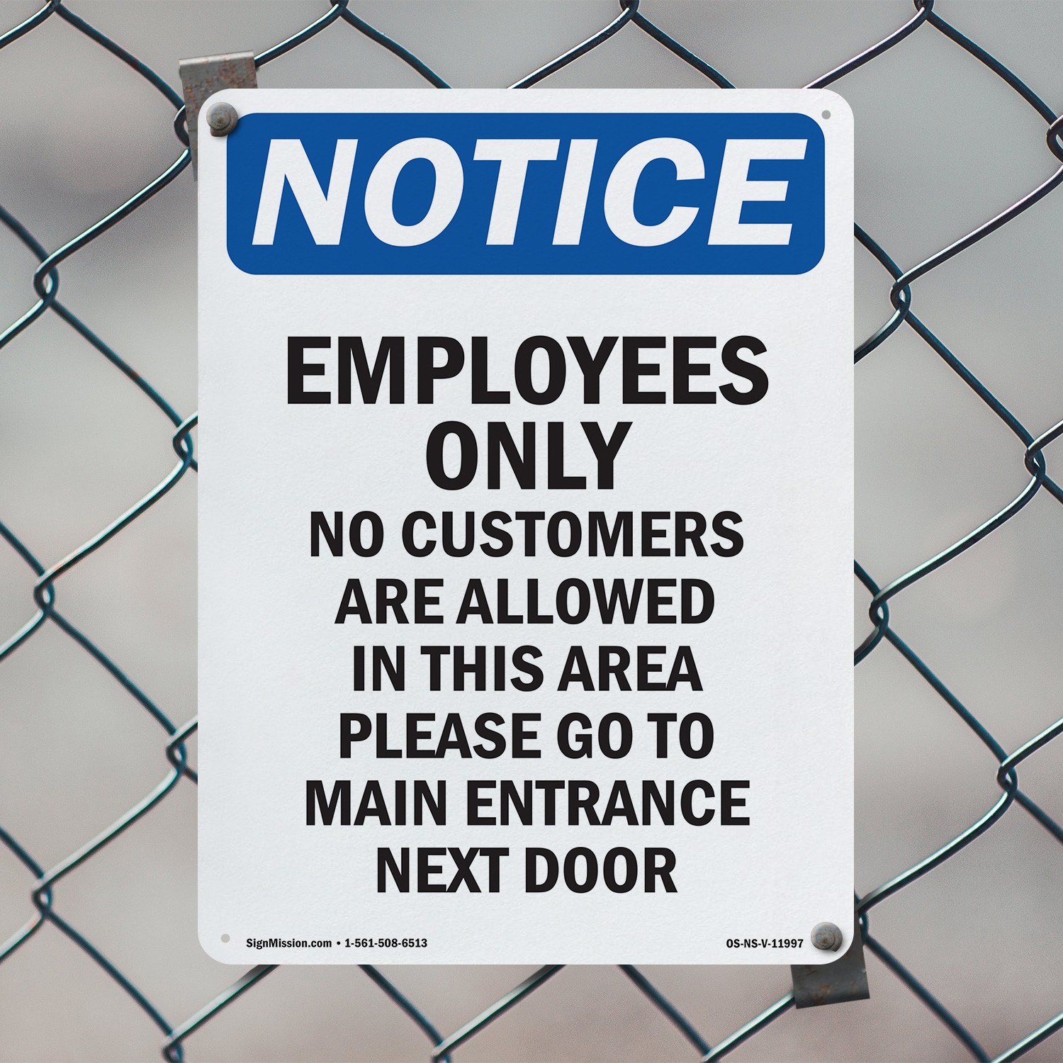 Employees Only No Customers Are OSHA Notice Sign Metal,, Decal 5 or 10 Pack