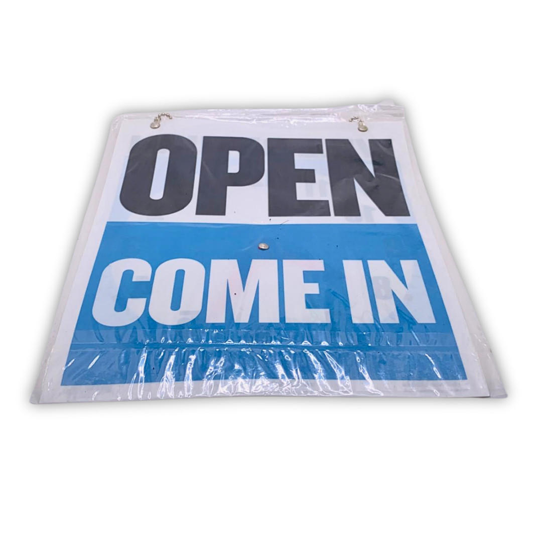 Will Return Clock Sign & Open Come In Double-Sided Door Sign with Chain