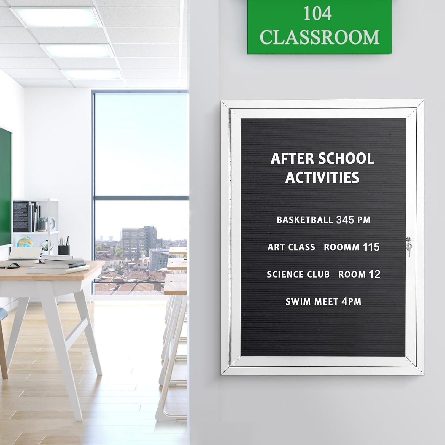 Enclosed Outdoor Letter Board with Locking Door, 36×24 in
