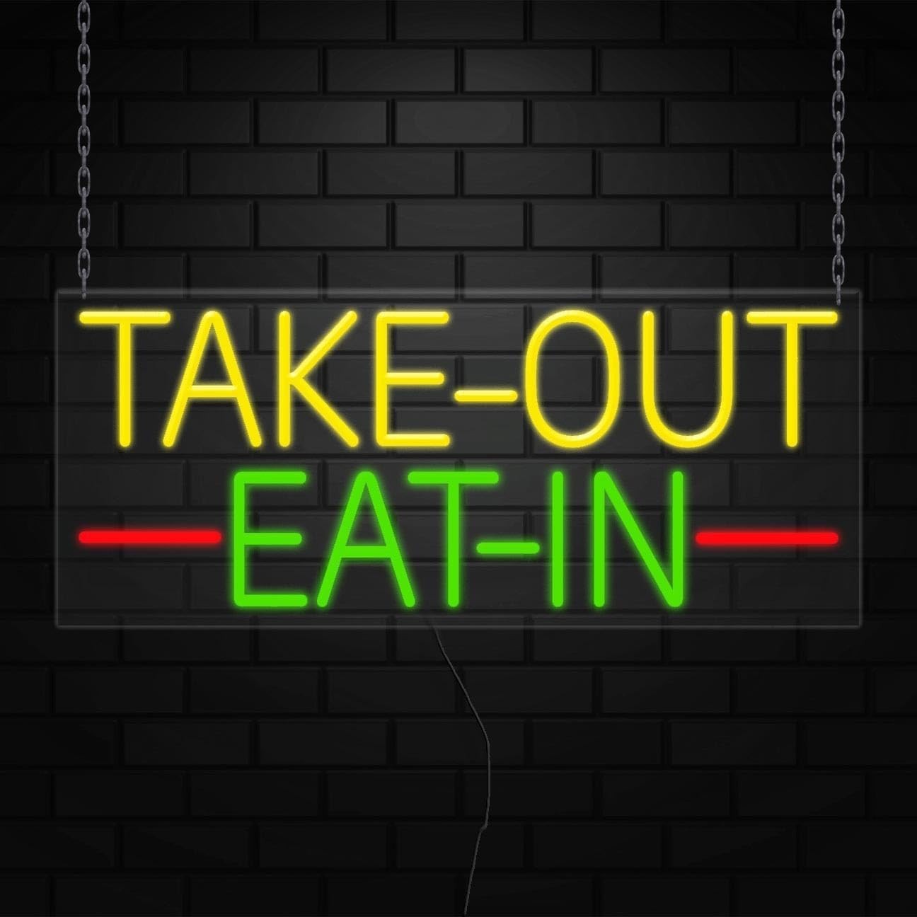 Take Out Eat in Sign for Business Displays | LED Flex Neon | 32&Prime;W x 13&Prime;H x 1&Prime;D