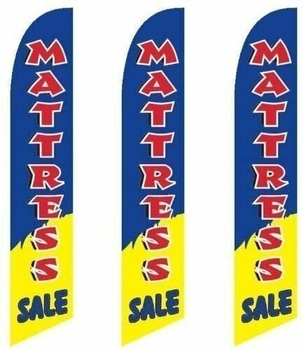 Three (3) Pack Full Sleeve Swooper Flags MATTRESS SALE Red Blue Yellow White