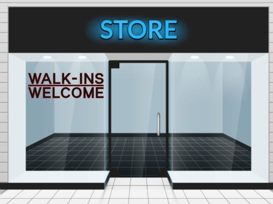WALK INS WELCOME Sign Decal PICK SIZE COLOR Vinyl Sticker Business Store Window