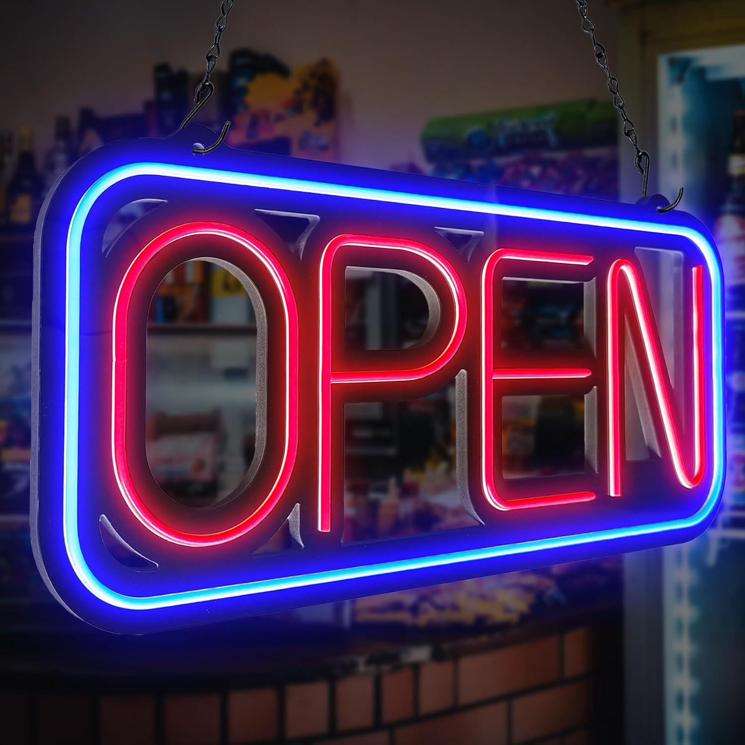 Open Signs for Business,32X16 Inch Large Bright Open Sign Neon Led Lighted,Remot