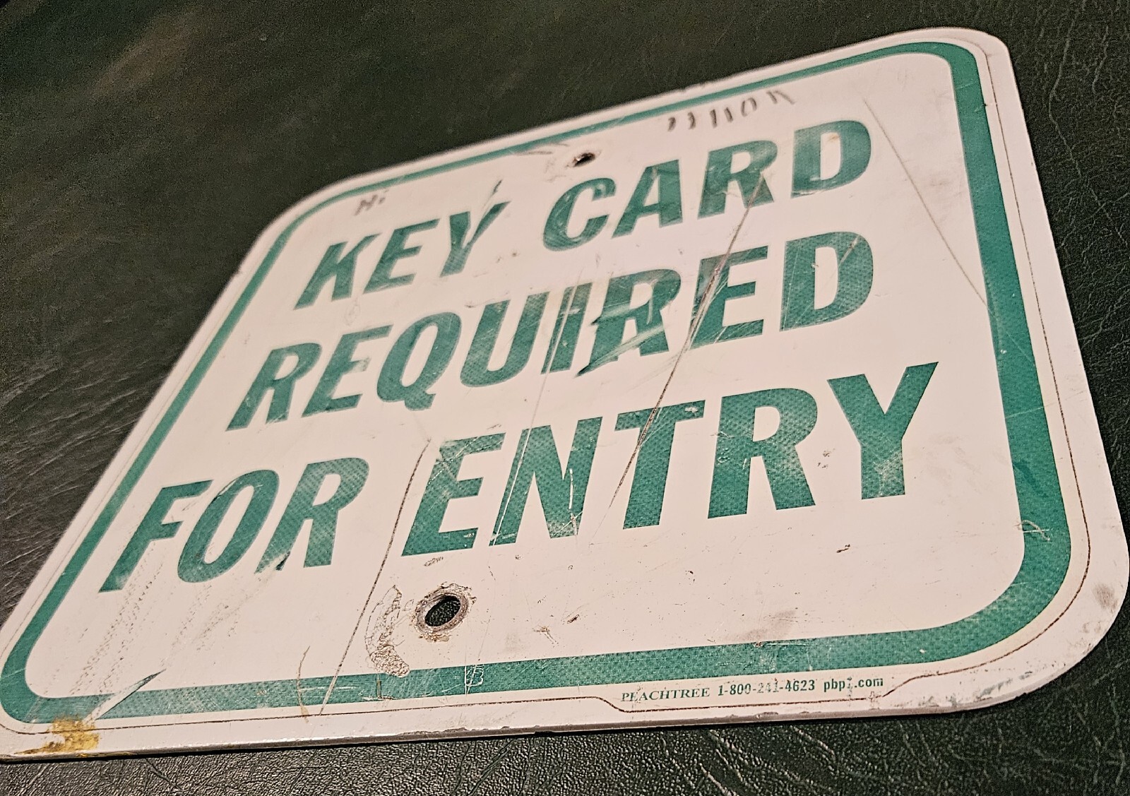 KEY CARD REQUIRED FOR ENTRY VINTAGE ORIGINAL METAL SIGN