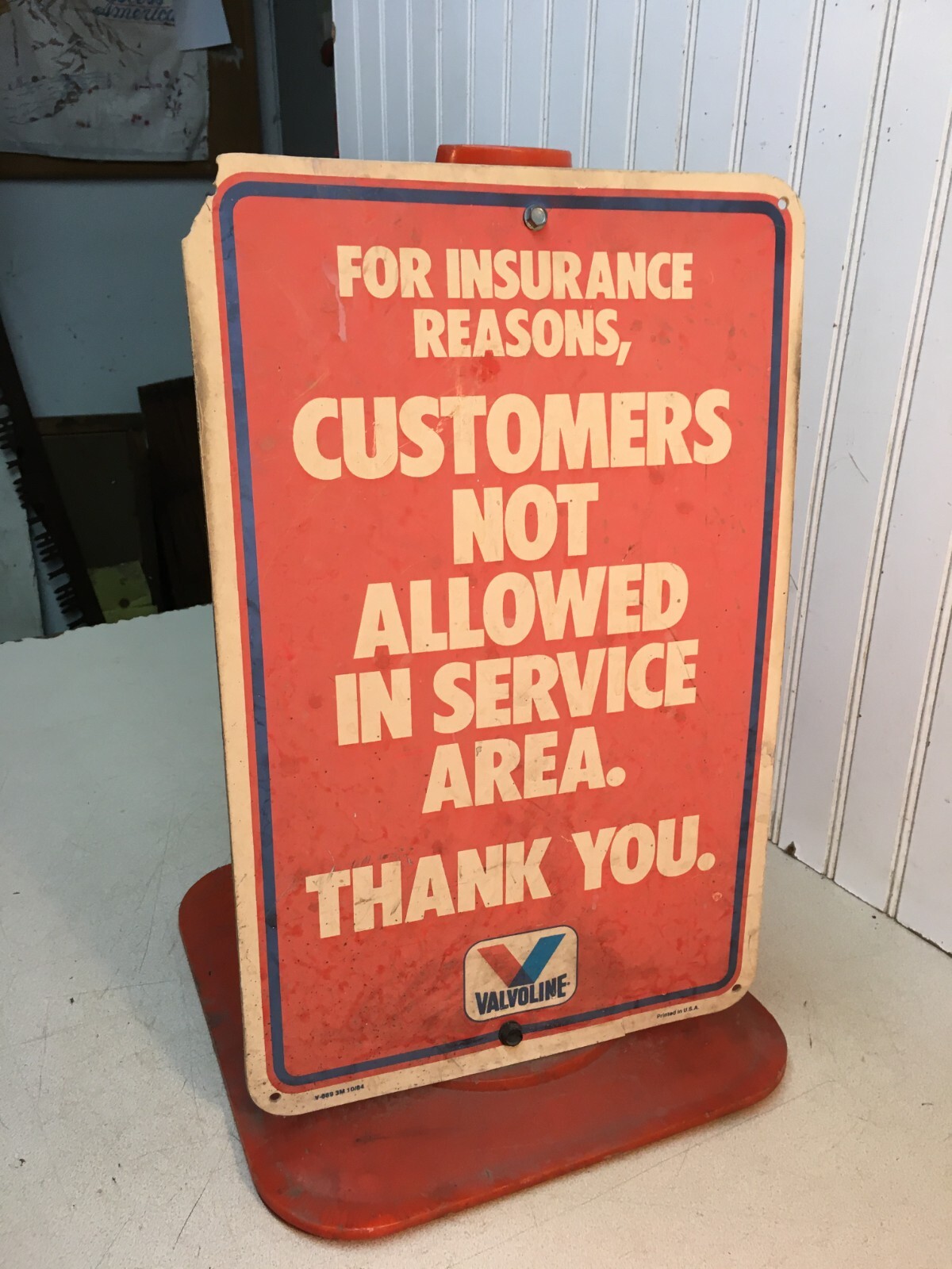 Vintage Valvoline Gas Station Safety Insurance Sign With Safety Cone 11in x 17in