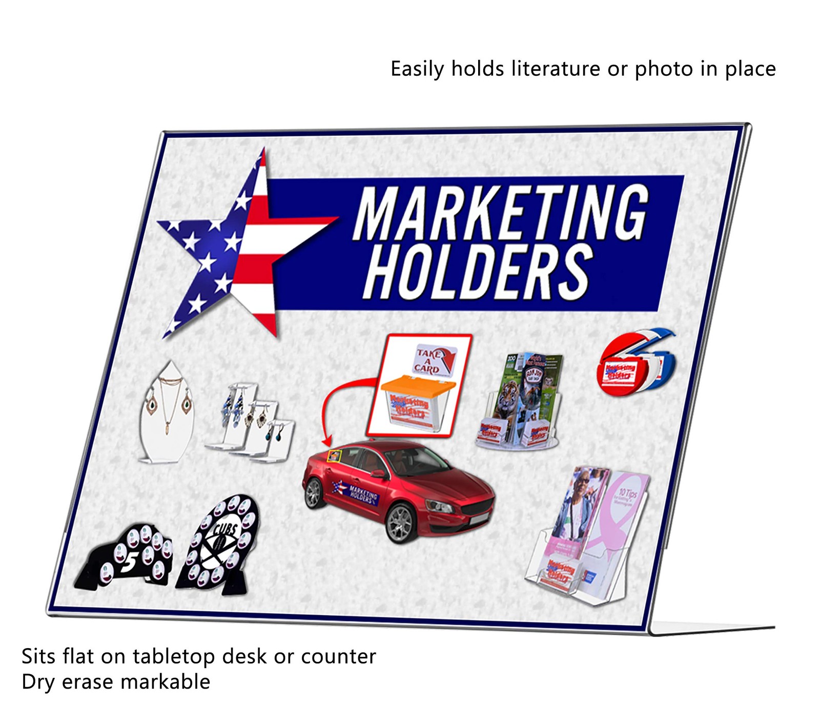 Marketing Holders Large Sign Holder Poster Display 14” x 14&Prime;w x 11&Prime;h, Clear