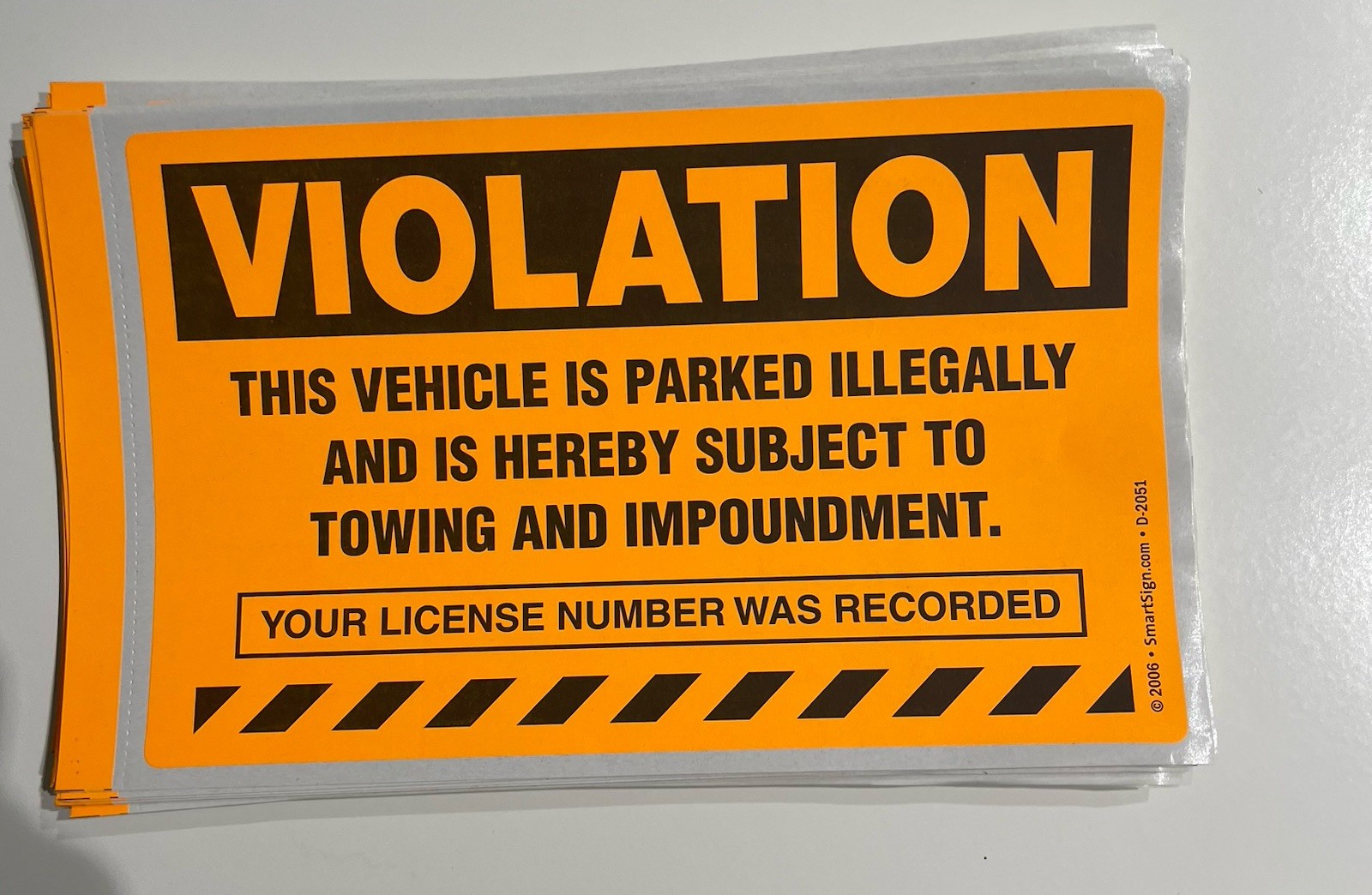 Pack of 38 Yellow WARNING! NO PARKING AREA Towing Auto Car Sign Sticker Open Box