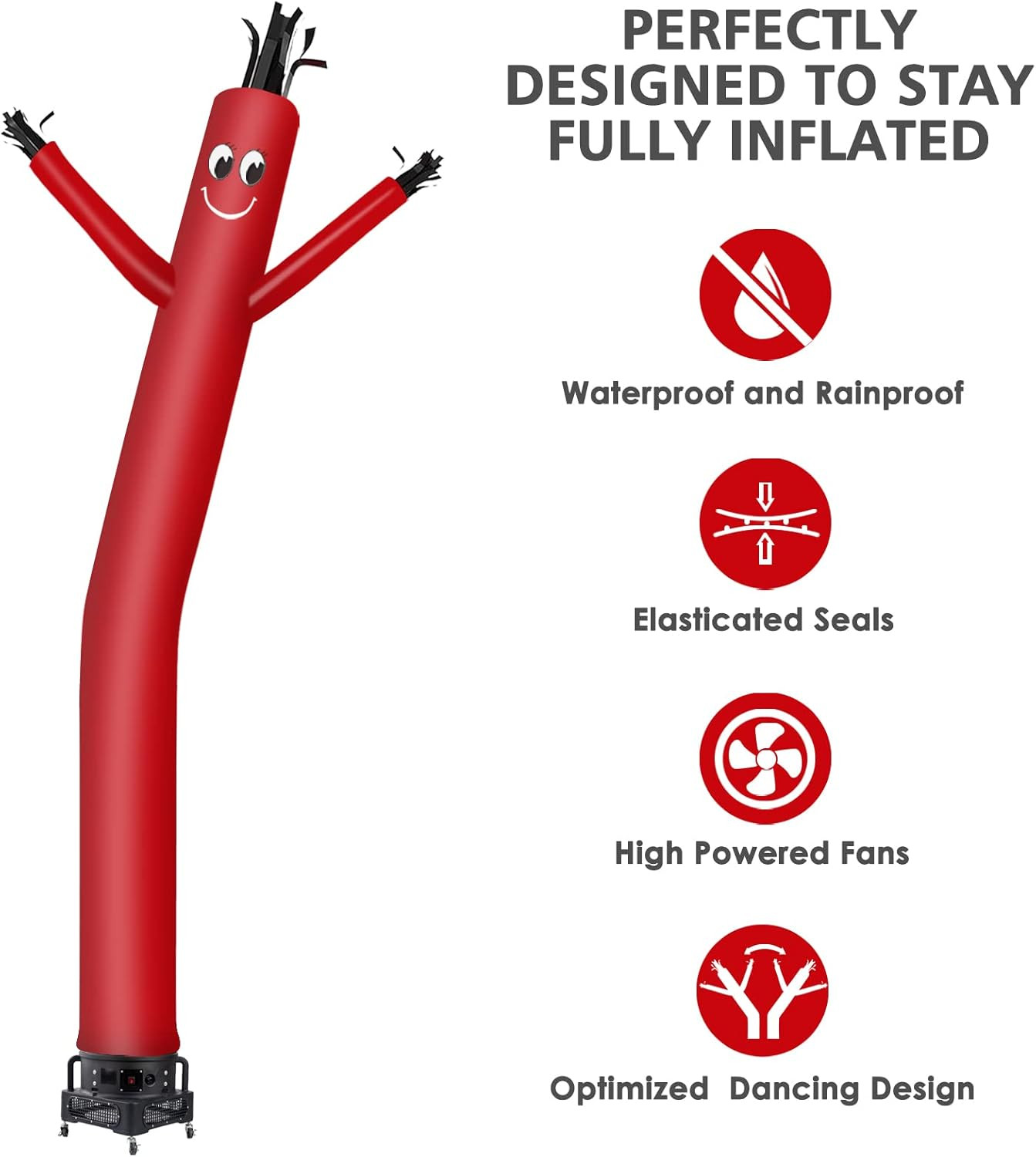 20Ft Inflatable Dancing Tube Guy with 1HP Blower – Red Complete Set
