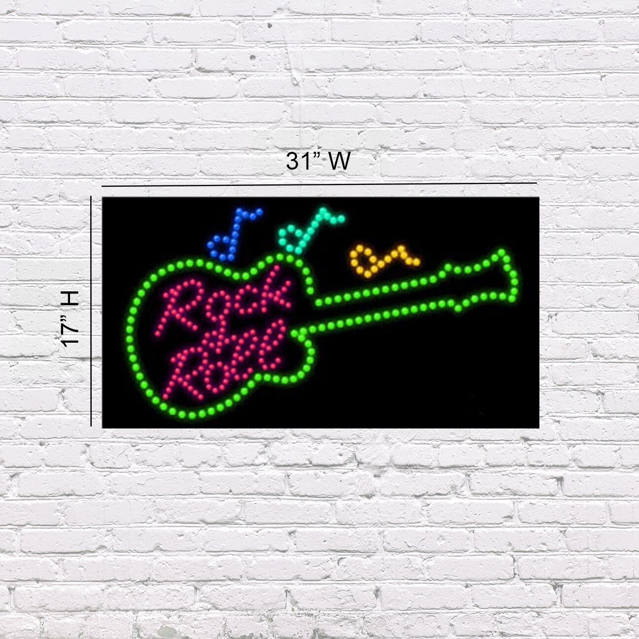 LED Rock & Roll | Light-up Sign | 31&Prime;W x 17&Prime;H x 2&Prime;D