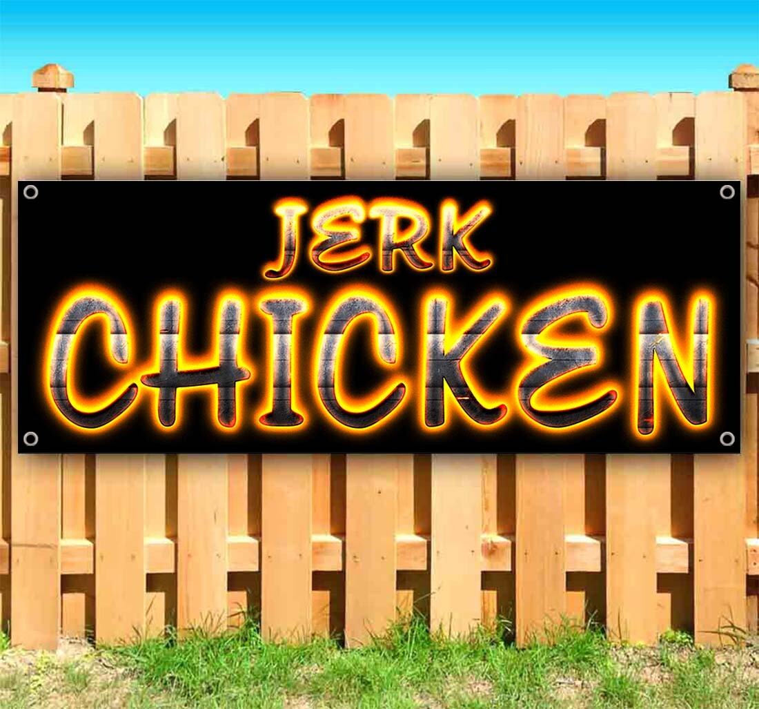 JERK CHICKEN Advertising Vinyl Banner Flag Sign Many Sizes FOOD JAMACIAN