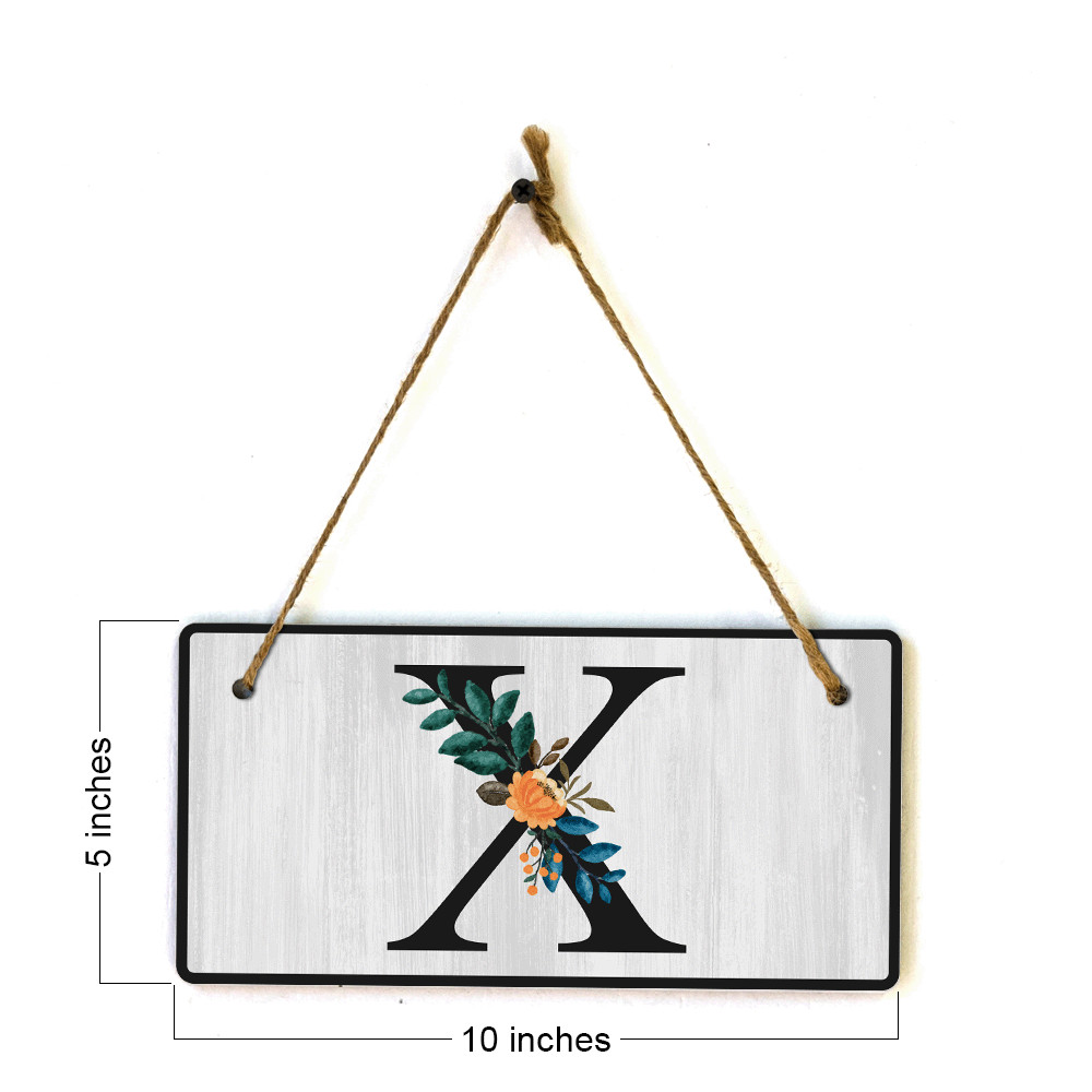 X Flower Decor 5×10 Hanging Wall or Door Sign | Alphabet Letter Room Decoration