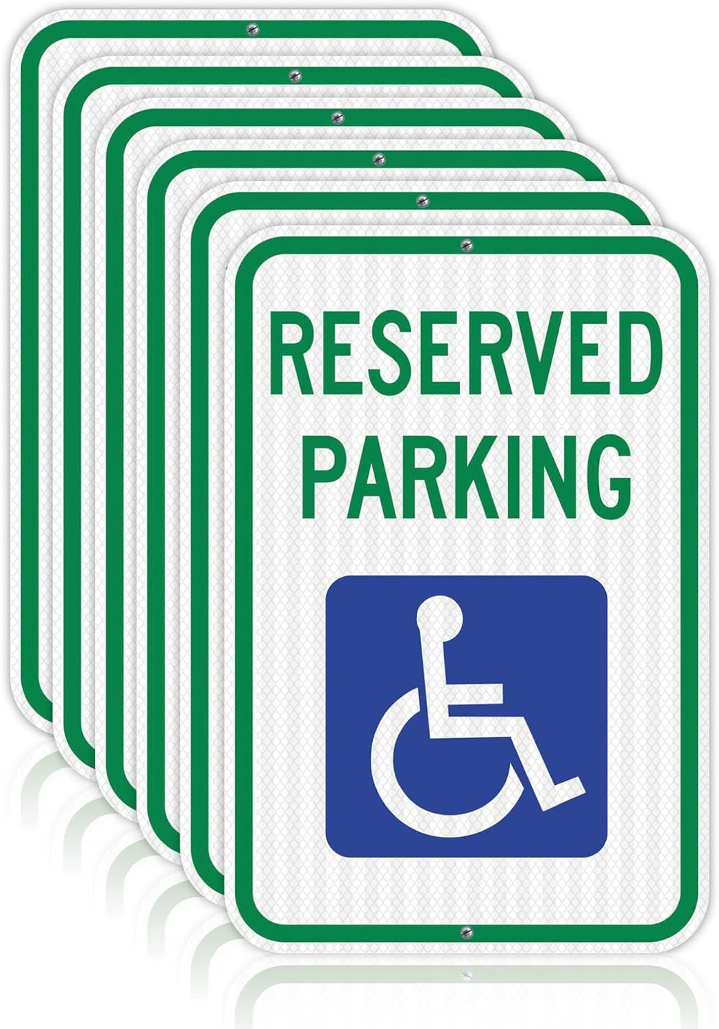 OLANZU Handicap Parking Sign – Pack of 6 – Handicap Sign – 12&Prime; X 18&Prime; Engineer Gr
