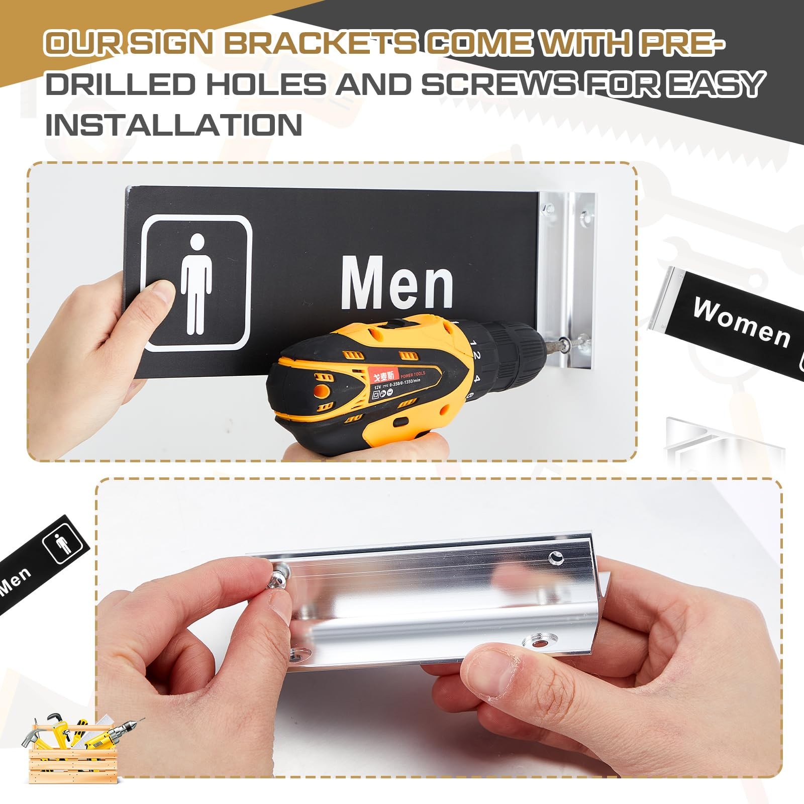 2 Pcs Men&rsquo;s and Women&rsquo;s Restroom Signs for Business Hallway Bathroom Door Signs,