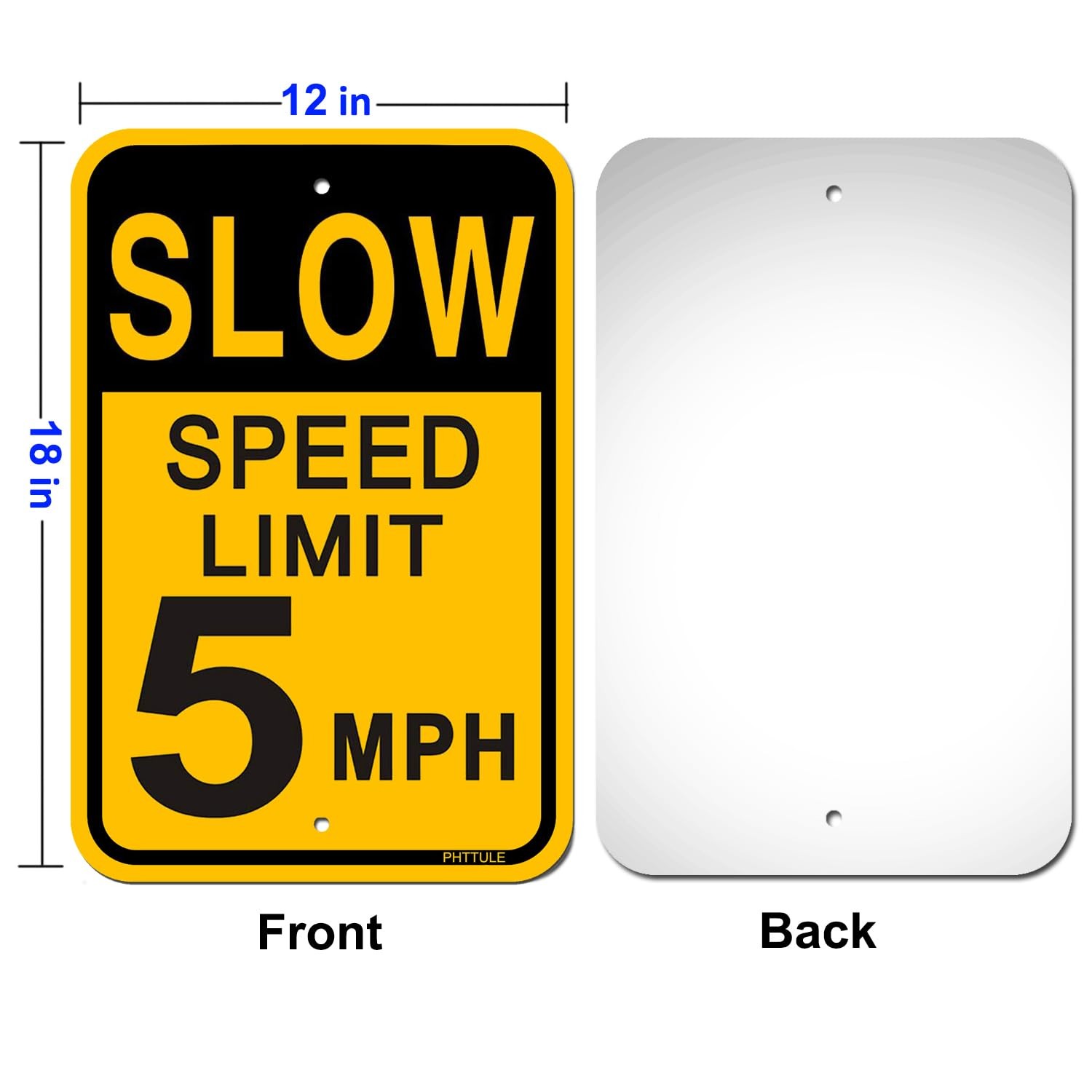 4 Pack 18×12 inch Slow Down Speed Limit 5 MPH Security Alert Sign Reflective