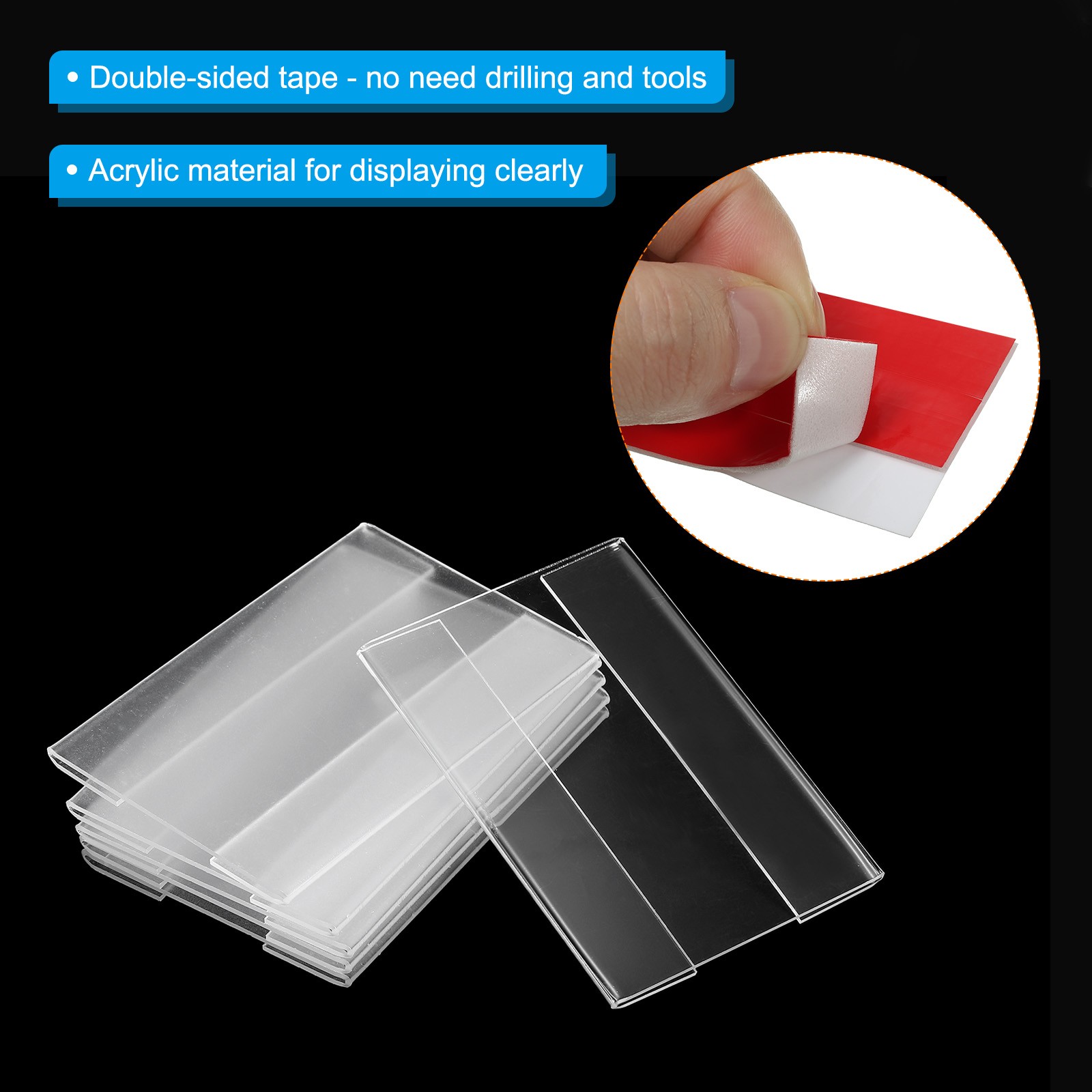 10Pcs 2.5×3.5&Prime; Wall Mount Acrylic Sign Holder with Tape for Office, Clear