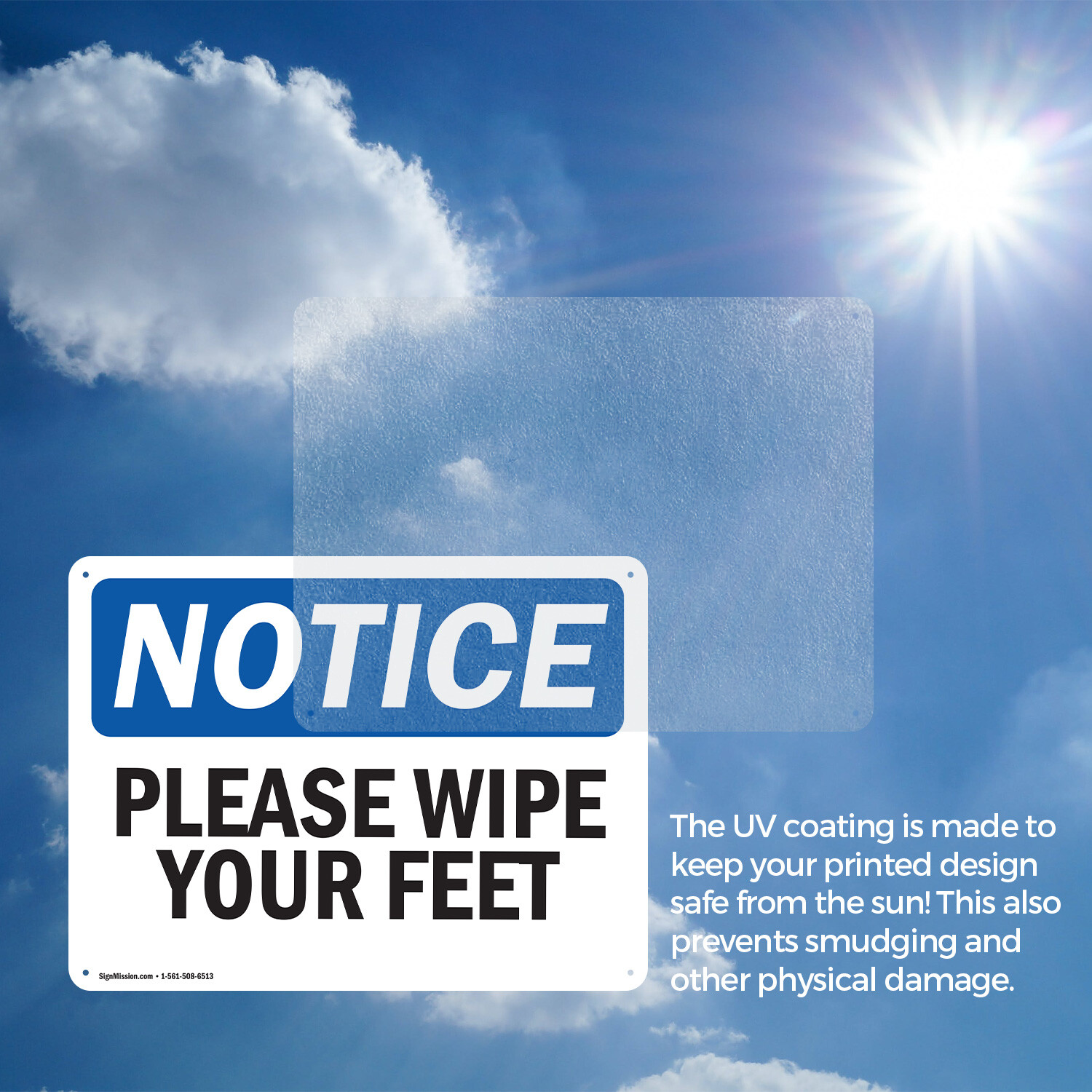 (2 Pack) Please Wipe Your Feet OSHA Notice Sign Decal Metal Plastic