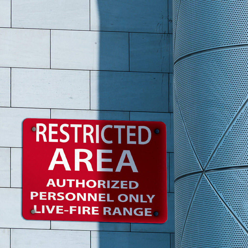 Horizontal Metal Sign Restricted Area Authorized Personnel Only Live-Fire Range