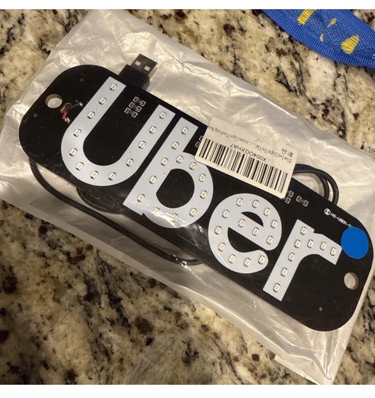U B E R Lighted BLUE LED Sign For DRIVERS Windshield Sign CARS-FAST SHIPPING