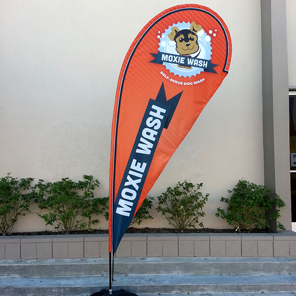 11ft Double Sided Custom Teardrop Flag+Fiberglass Pole& Metal X-Base w/sand bag