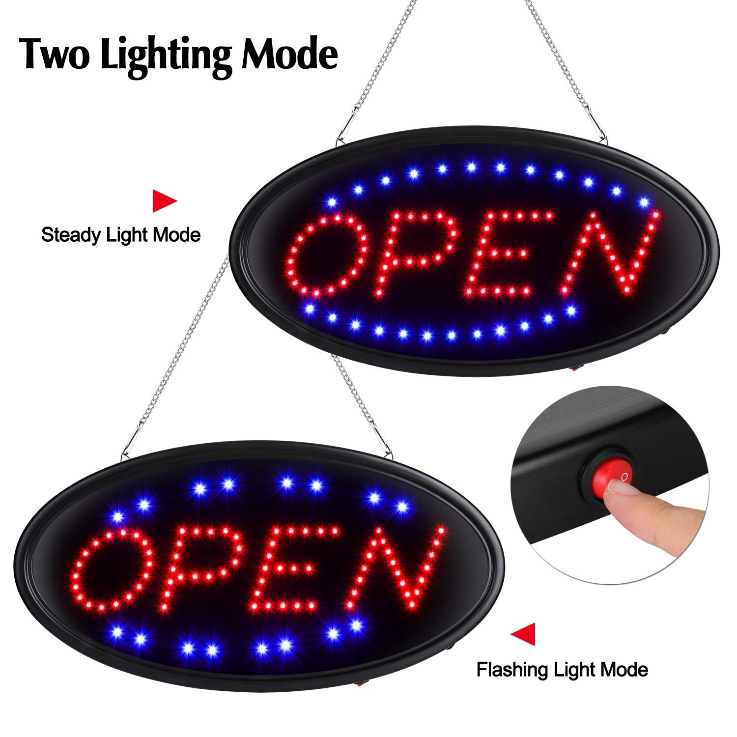 LED Open Sign with Remote, Ultra Bright Electric Light Up Signs for Business,…