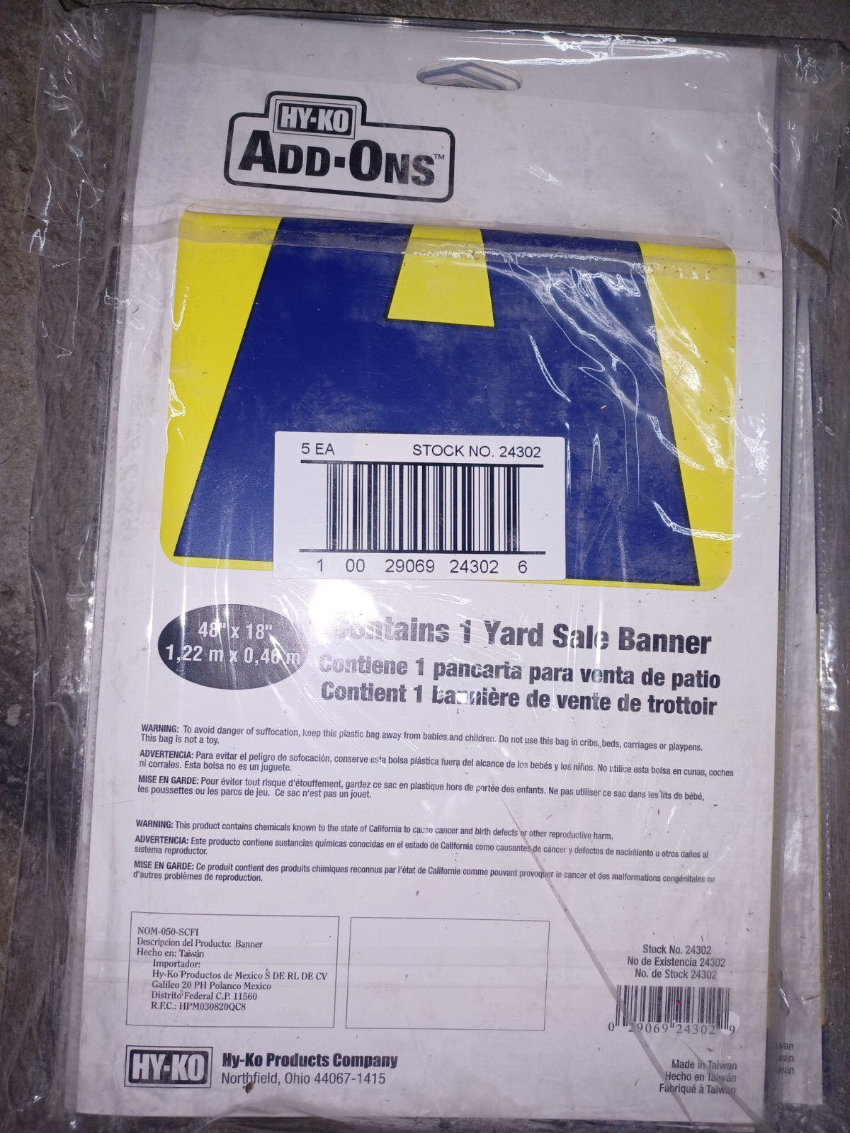 (3 Pack) HY-KO Products 24302 Yard Sale Banner, 48 in, Yellow/Blue, 5 units each