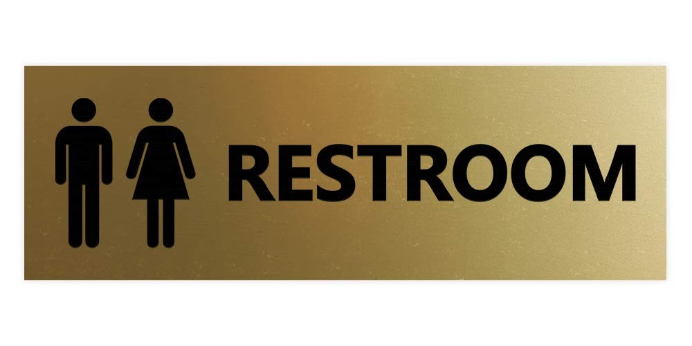 1 PCS Large Basic Unisex Restroom Sign Brushed Gold Door Marker Bathroom Tag