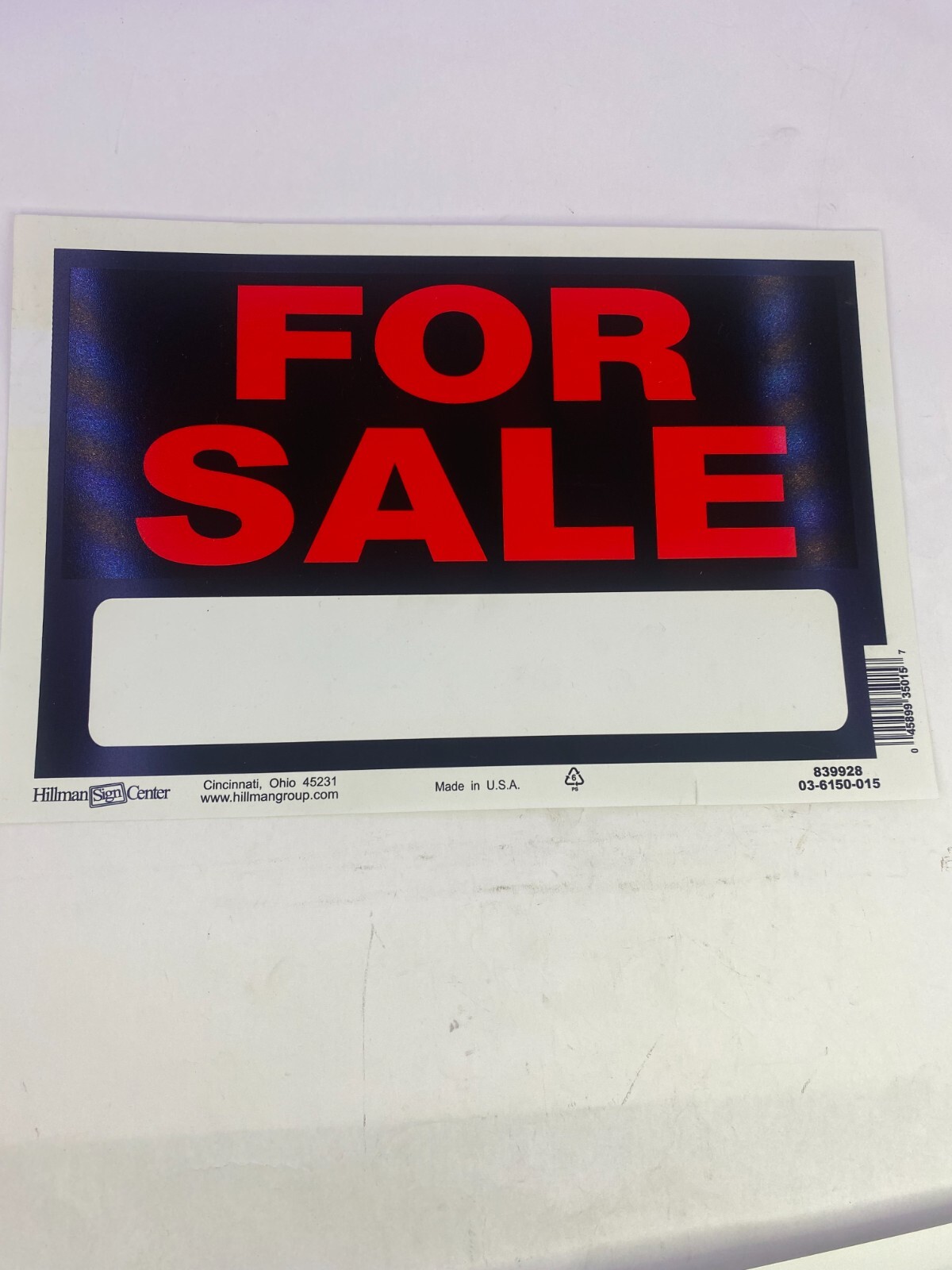 Hillman 839928 For Sale Sign Black/Red