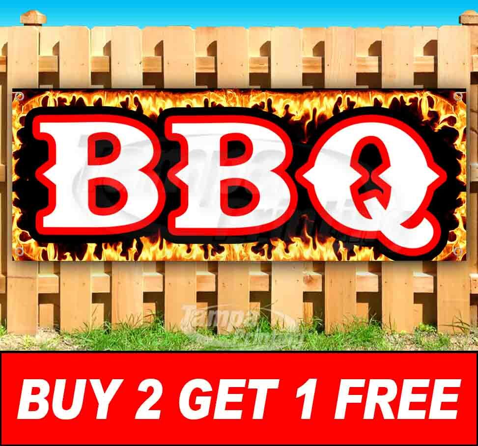 BUY TWO GET ONE FREE BBQ Advertising Vinyl Banner Flag Sign Many Sizes BARBECUE
