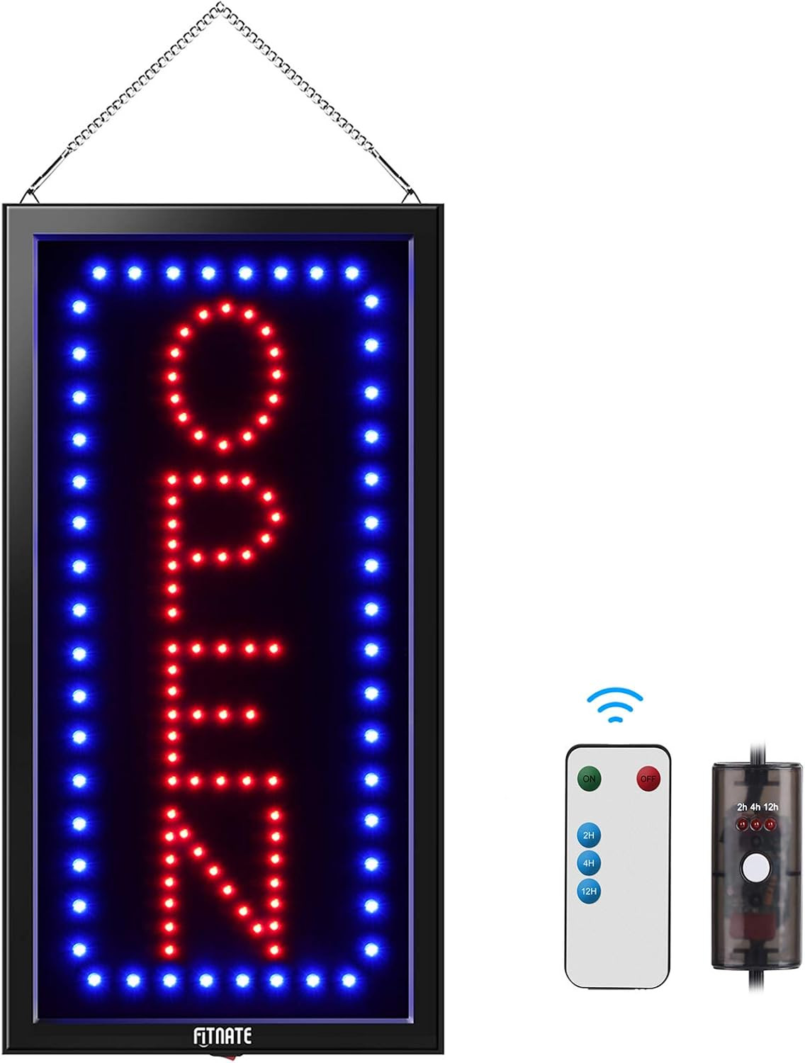Open Sign LED Oval With Remote Ultra Bright Electric Light Sign 19X10 Business