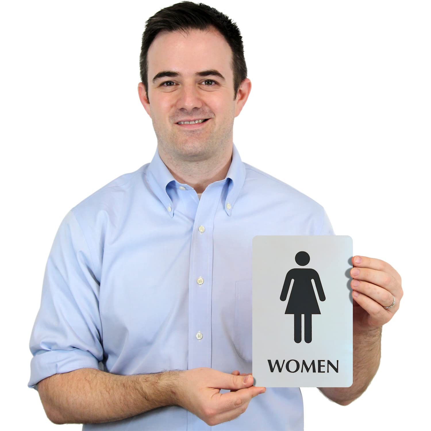 Womens Restroom Sign 6×9 Inch Engraved Stainless Steel Metal With Pictogram