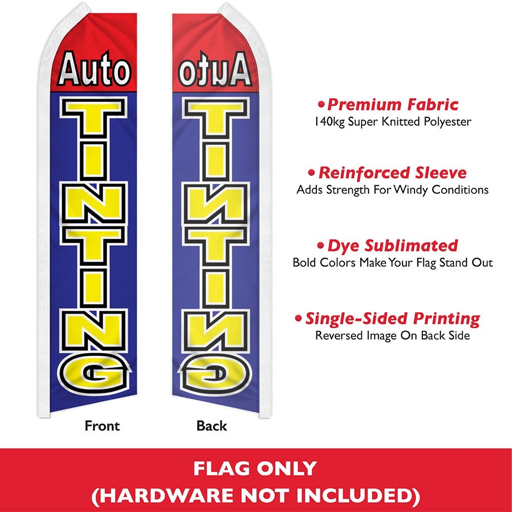 Auto Tinting (Red/Blue) Swooper Advertising Banner Flag for Window Tint Services
