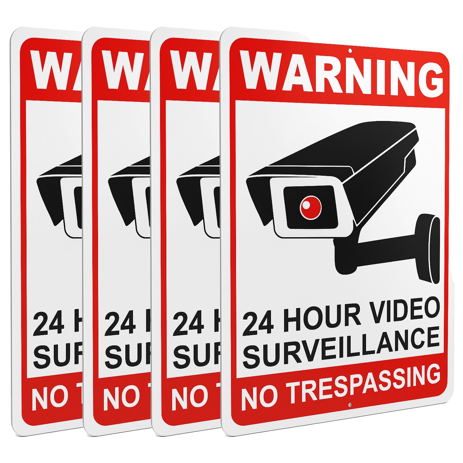 4 Pack 24 Hour Video Surveillance Sign 10×7 Inch for Home Office Business