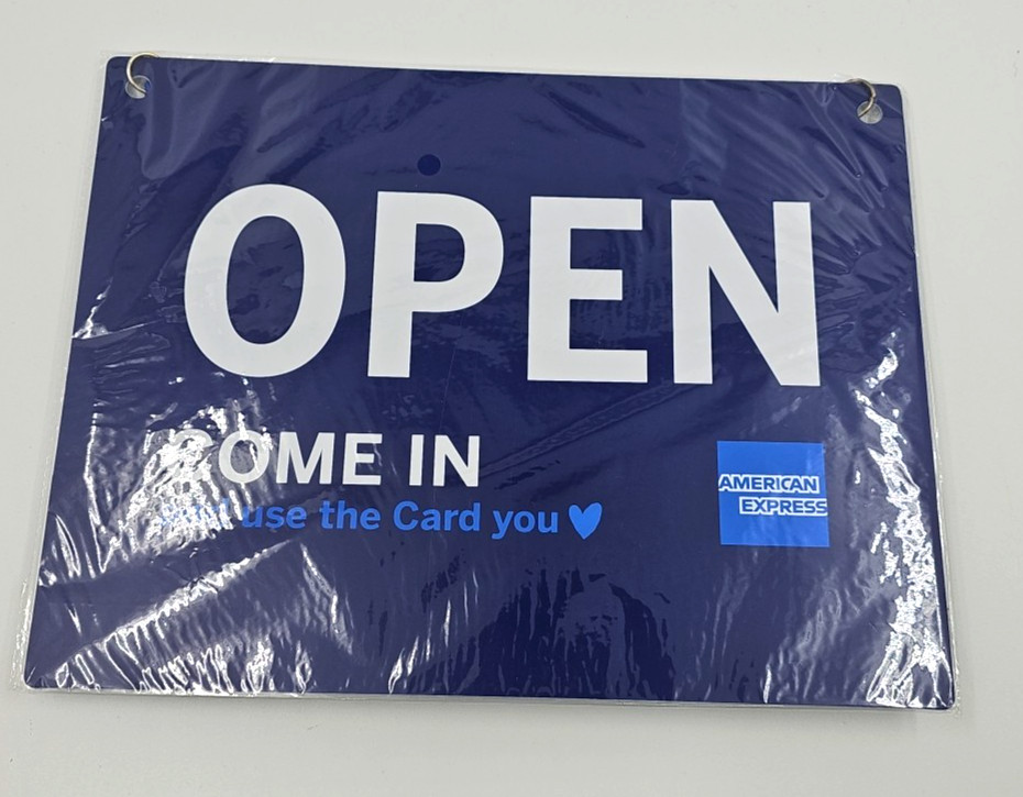 New OPEN CLOSED Sign American Express Open/Closed Sign 11 x 8.5 in