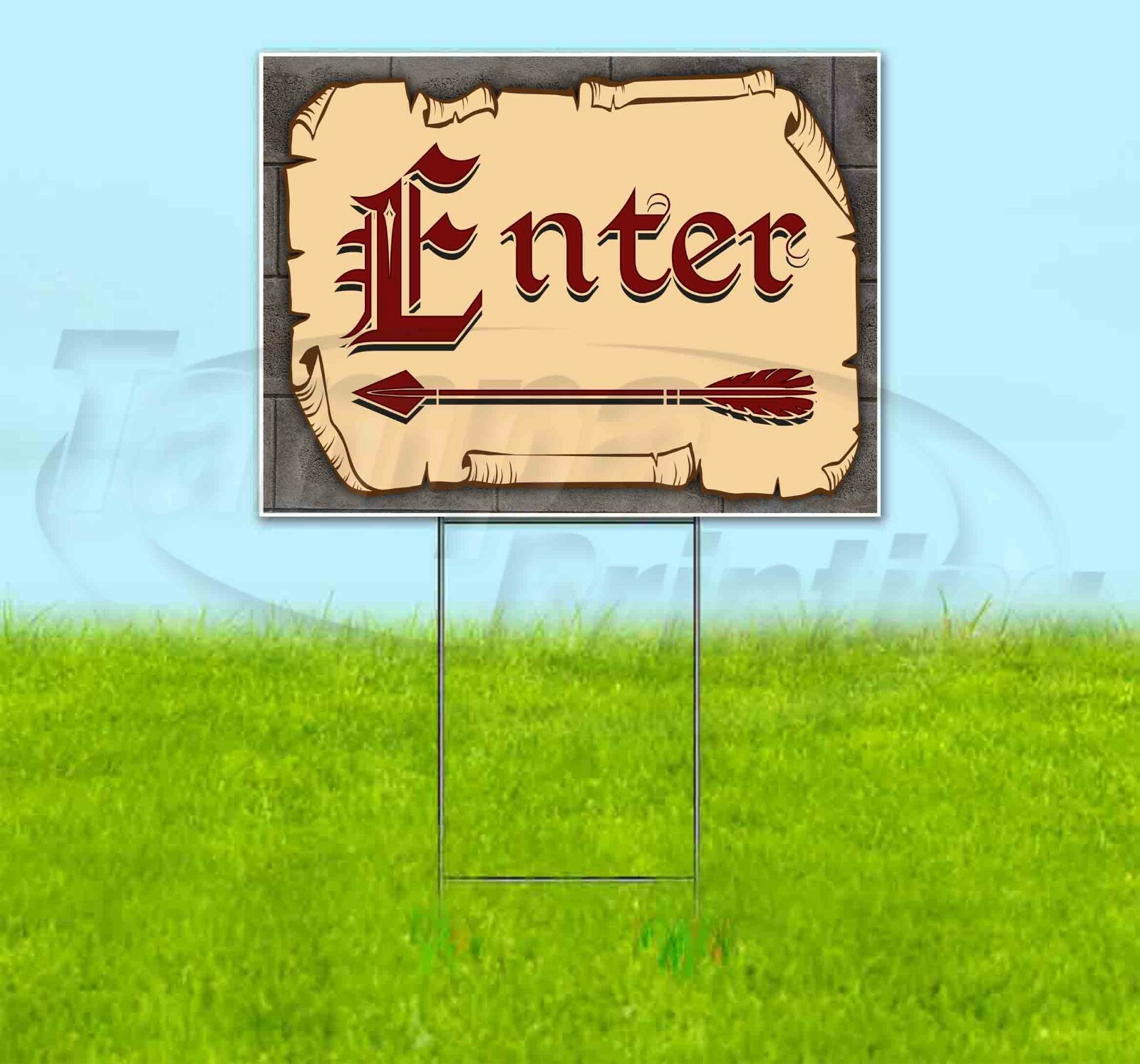 ENTER ARROW 18×24 Yard Sign Corrugated Plastic Bandit Lawn Business USA MEDIEVAL