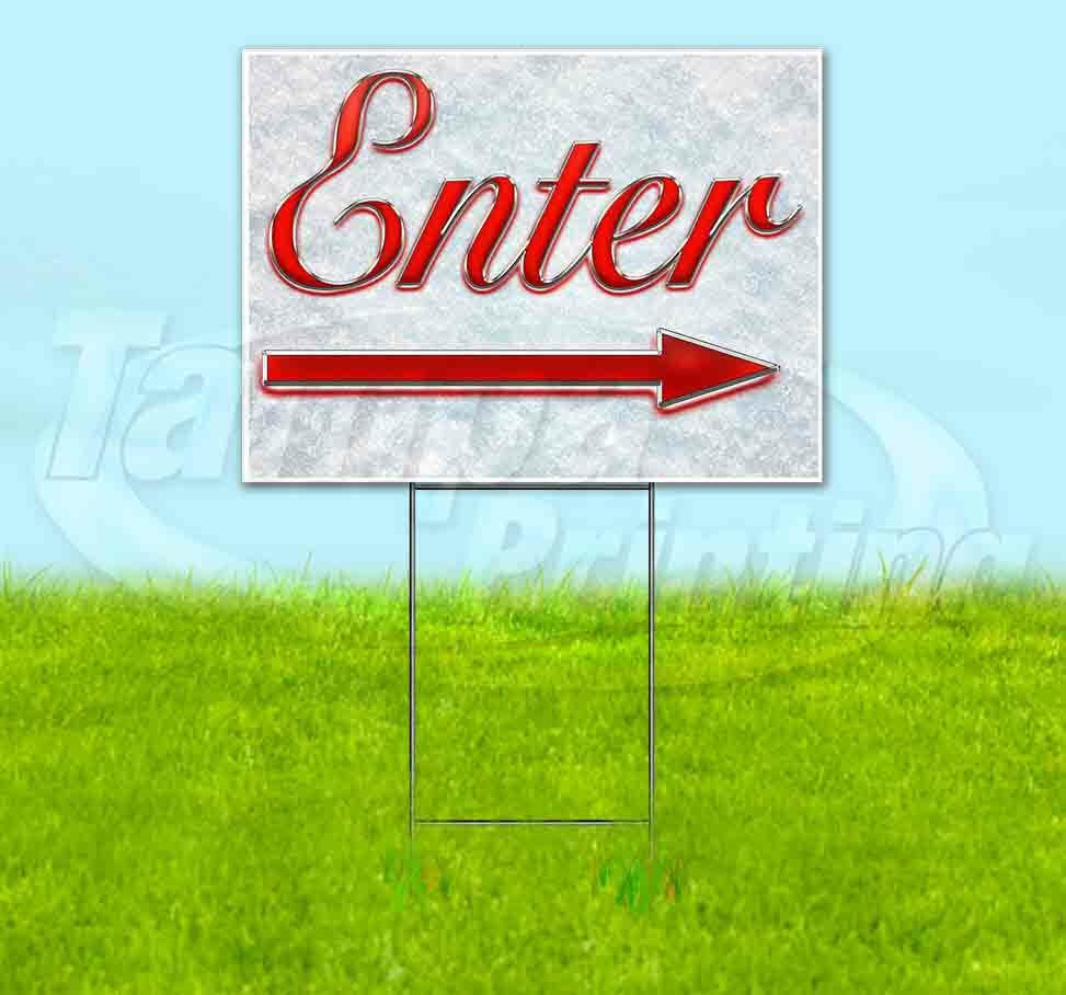 ENTER RIGHT ARROW Yard Sign Corrugated Plastic Bandit Lawn Decorations USA