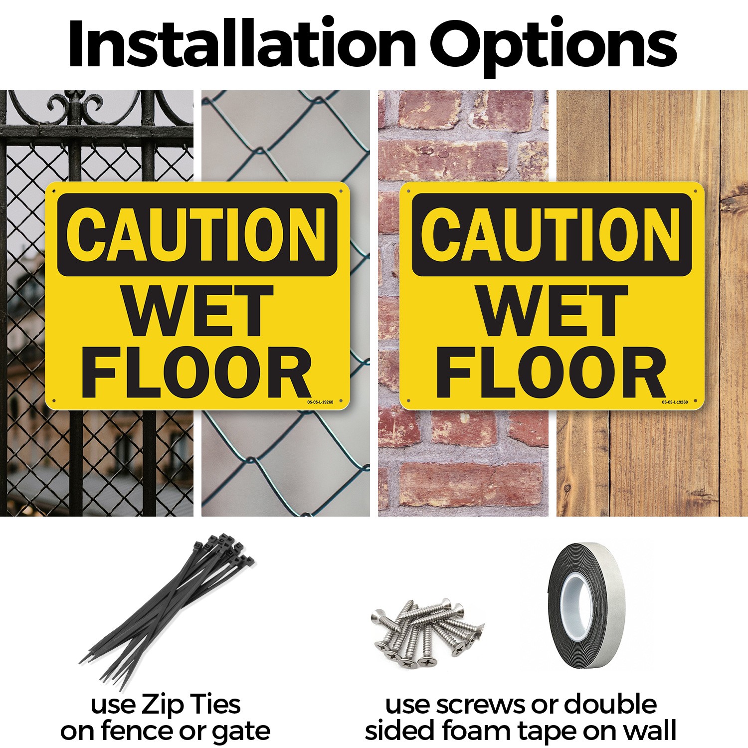 Wet Floor OSHA Caution Sign Metal, Plastic, Or Decal – 5 or 10 Pack