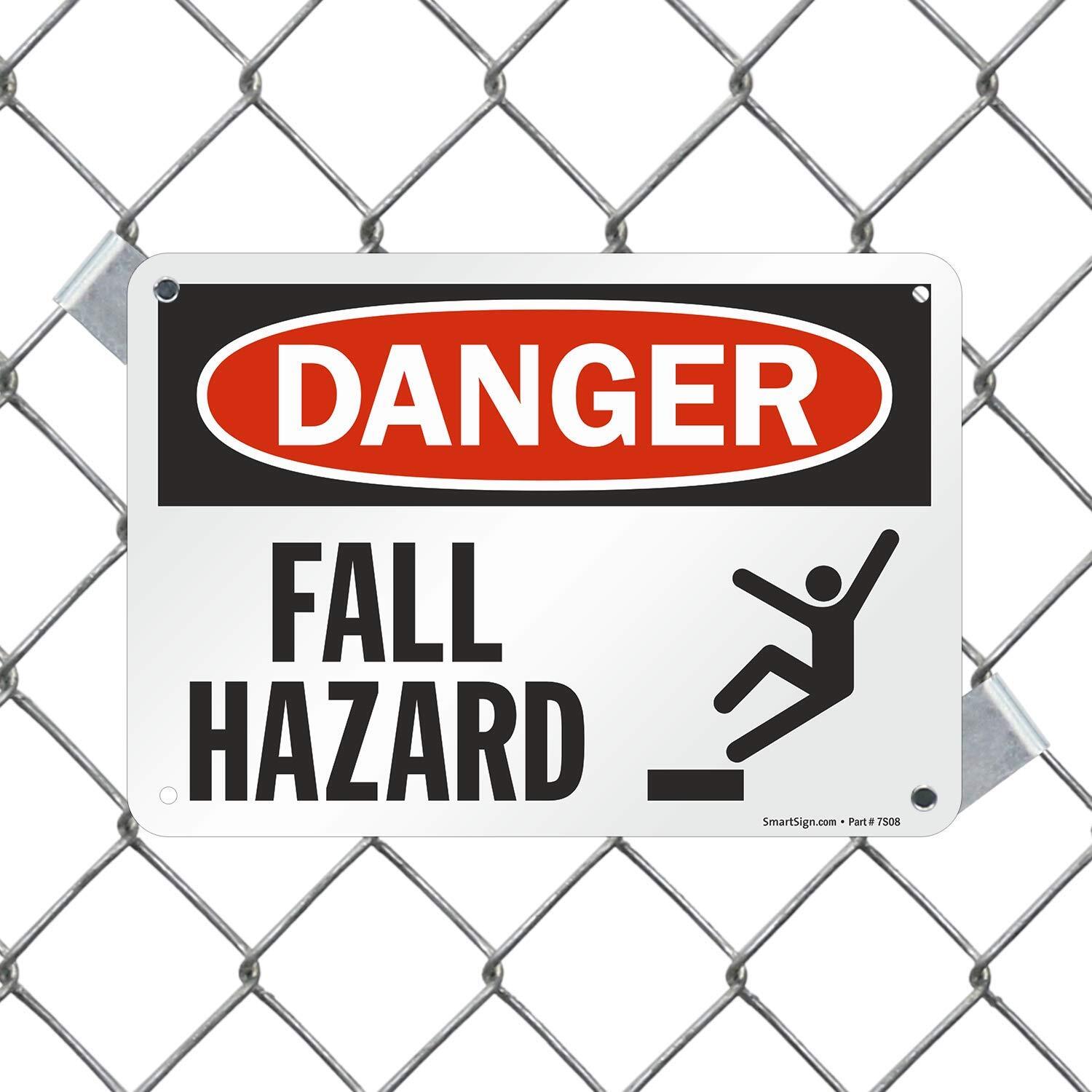 7&Prime;x10&Prime; Danger – Fall Hazard Sign Durable Plastic Black & Red on White OSHA