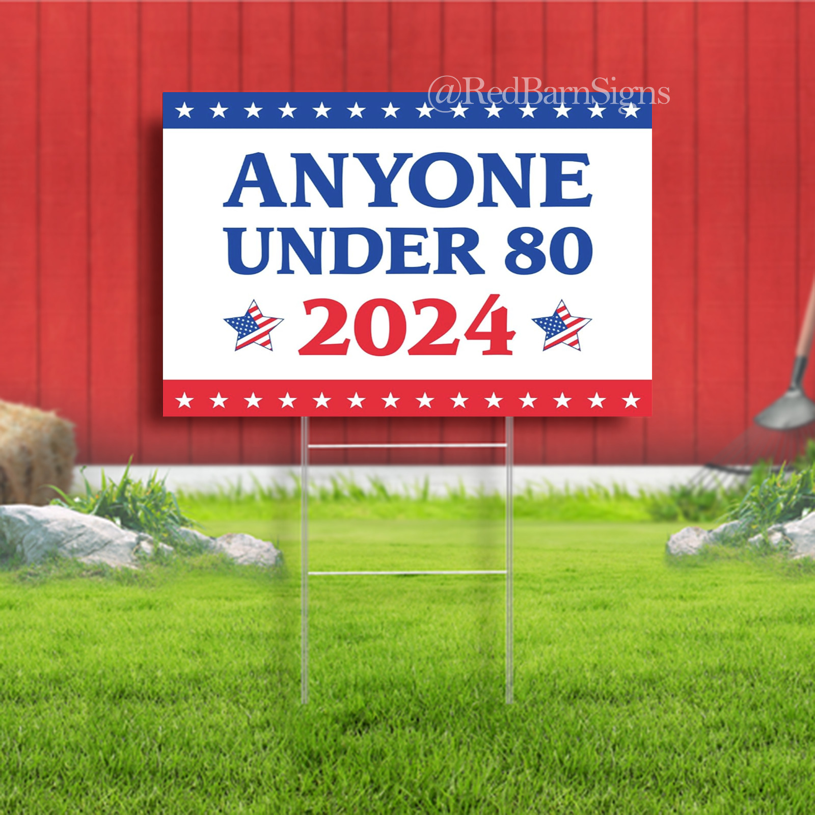 Anyone Under 80 Yard Sign Coroplast Funny Political Sign Election 2024 Lawn Sign