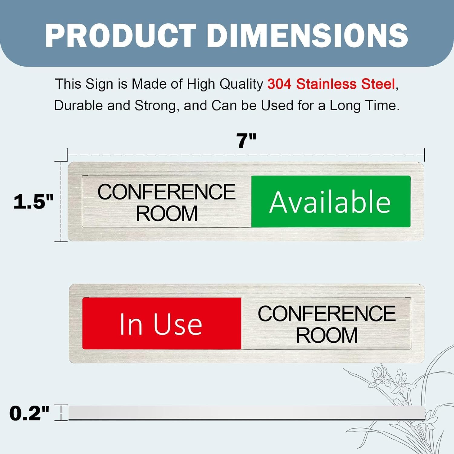 Vacant Occupied Slider Door Sign Stainless Steel 7