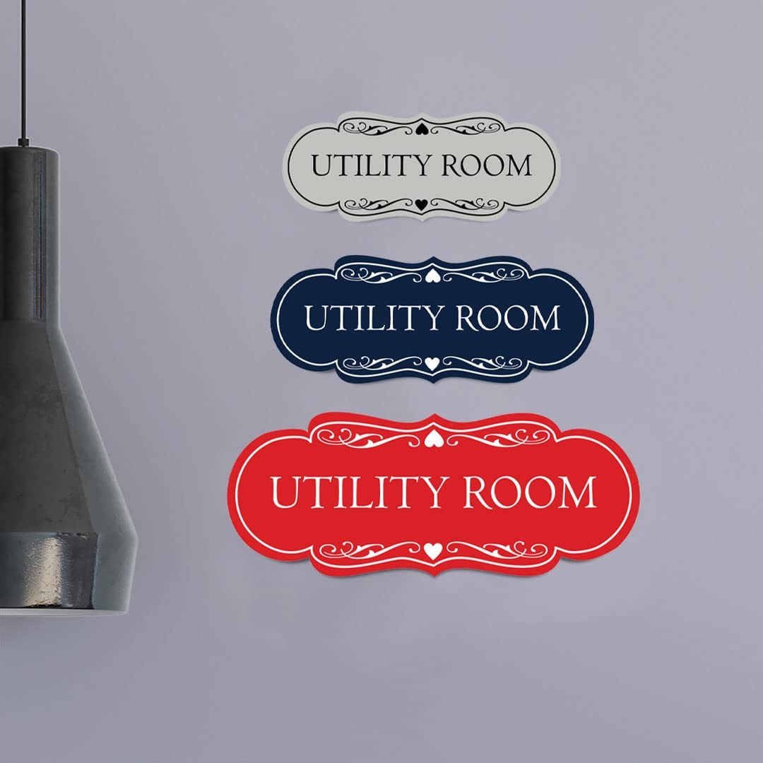 Designer Utility Room Sign Brushed Gold Small Door Wall Office Marker Plaque