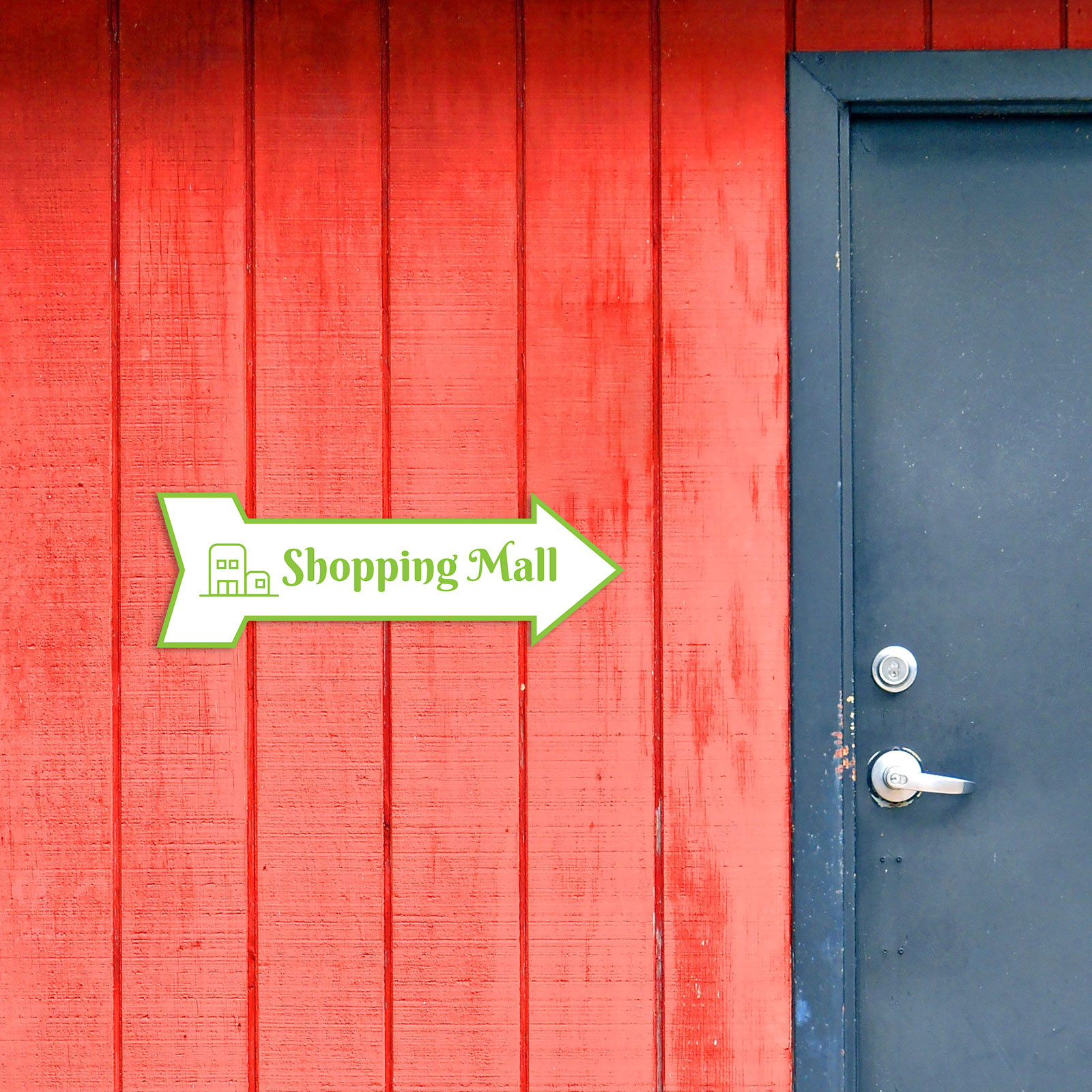 Arrow Shape Shopping Mall 12×4&Prime; Wall or Door Sign | Public Shop Signage