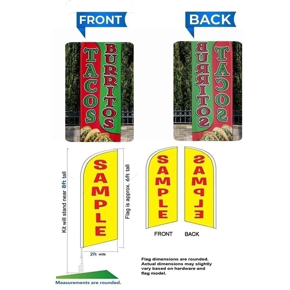 Tacos Burritos Mexican Restaurant Business Advertising 6&prime; FT Feather Banner…